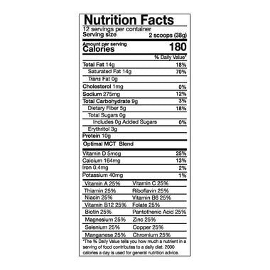 Keto Wise Gold Meal Replacement Shake Mix Nutrition Facts