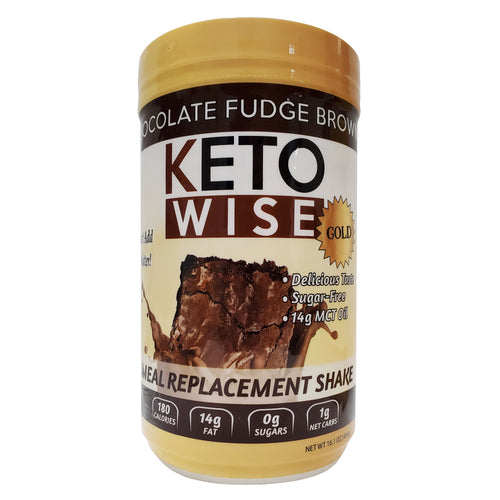 Keto Wise Gold Chocolate Fudge Brownie Meal Replacement Shake Mix Canister