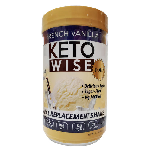 Keto Wise Gold French Vanilla Meal Replacement Shake Mix Canister